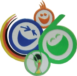 Das Logo mit dem Slogan "Die Welt zu Gast bei Freunden" zu FIFA-WM 2006 in Deutschland. Weltmeister Italien.