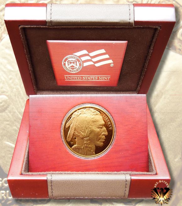 Amerikanische Feingoldmünze im Wert von 50 US Dollar. 1 Unze Gold, in der Originalen Verpackung. Emissionsdatum 2010.