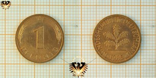 1 Pfennig, Münze BRD, nominal, 1950 bis 2001