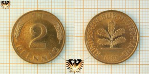 2 Pfennige, Münze BRD, nominal, 1950 bis  Vorschaubild