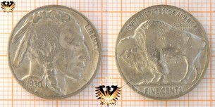 5 Cents, USA, 1930, Buffalo Nickel,  Vorschaubild
