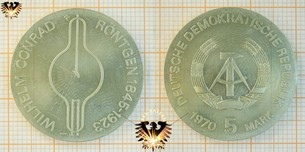 5 Mark, DDR, 1970, Wilhelm Conrad Röntgen, 1845-1923