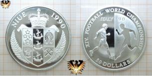 50 Dollars, Niue 1990, World Championship, Fußball,  Vorschaubild