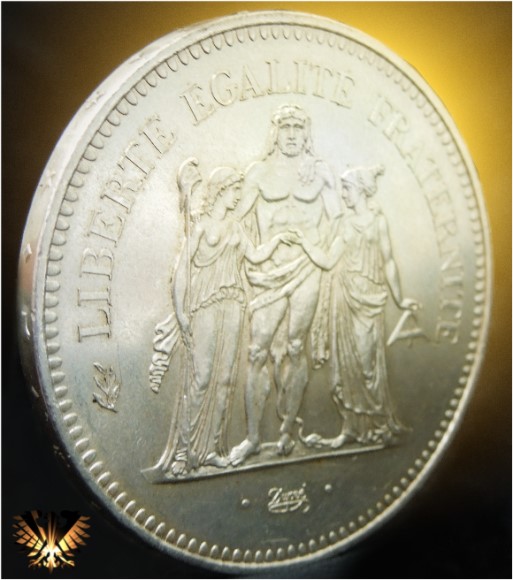Die Herkulesgruppe auf den Herkulesmünzen aus Frankreich.