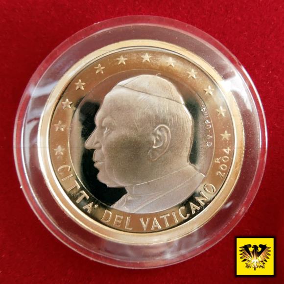 2 Euro Münze aus dem Vatikan KMS in Spiegelglanz, von 2004. Papst Johannes Paul II.