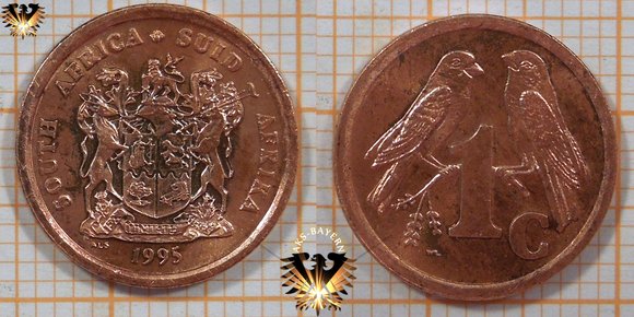 1 Cent, Suid Afrika, 1995, Süd Afrika © aukauf.de 