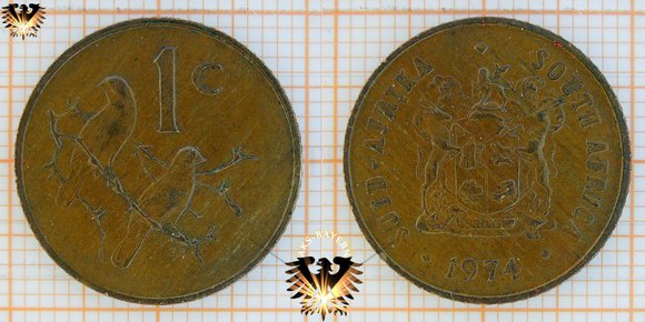 1 ¢, 1 Cent, Suid Afrika, 1974, South Africa, Two Sparrows