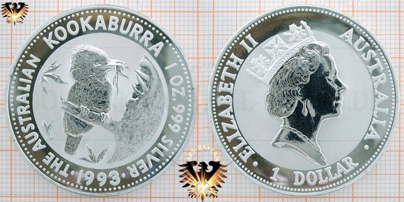 1 Dollar 1993, Kookaburra Ankauf Verkauf - Silber ist Gold Wert © aukauf.de 