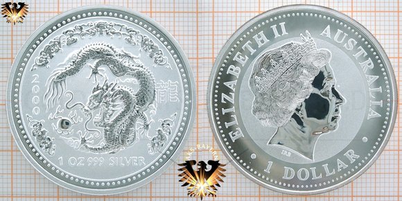 Australischer Millenium Dollar zum Jahr des Drachen zu 1 oz Silver