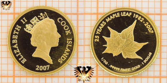1 Dollar, Cook Islands, 2007, 25 Jahre Maple Leaf - 1982-2007 - Ahornblatt