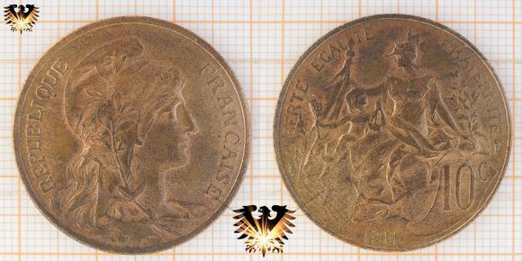 10 Centimes 1911, Frankreich, Umlaufgeld, 3. Französische Republik / 1870 - 1940 © aukauf.de 