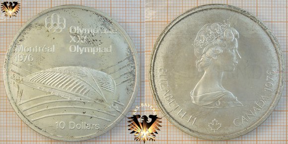 10 $, 10 Canadian Dollars, 1976, XXI Olympiade Montréal Olympics 1976, Serie VII, Radfahrstadion Montreal, Silbermünze