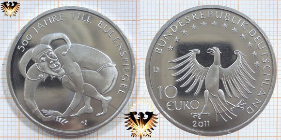 10 €, BRD, 2011, D, 500 Jahre Till Eulenspiegel - Münzen Ankauf und Verkauf © aukauf.de 