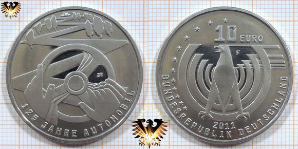 10 €, BRD, 2011, F, 125 Jahre Automobil - Silbermünze | Gedenkmünze © aukauf.de 