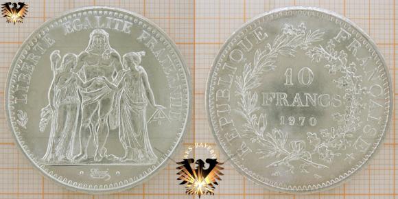 10 Francs, Frankreich, 1970, Silbermünze, Herkules © aukauf.de 