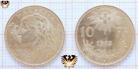 Goldmünze aus der Schweiz im Wert zu 10 Franken - Beliebte Schweizer Sammlermünze