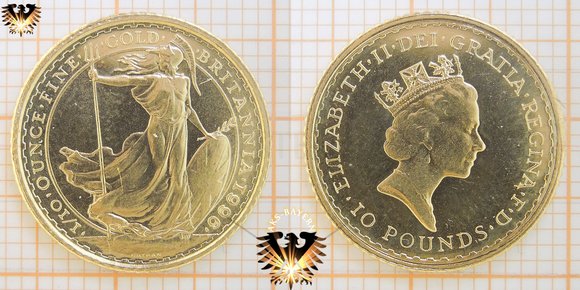 Britannia, 1/10 ounce finegold, 1996, England, 10 Pounds, UK © aukauf.de 