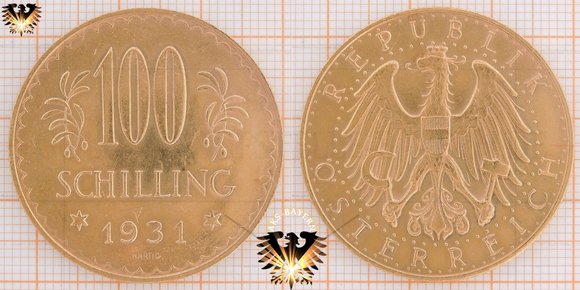 100 Schilling, 1931, ATS(1. Republik), Goldmünze