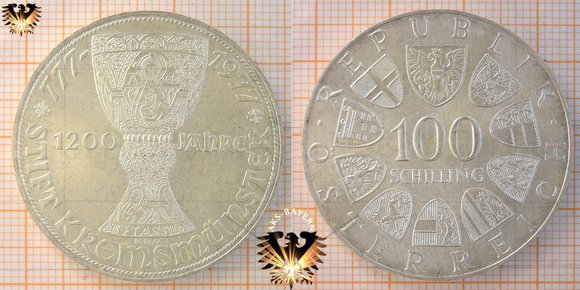 100 Schilling, 1977, 1200 Jahre Stift Kremsmünster © aukauf.de 