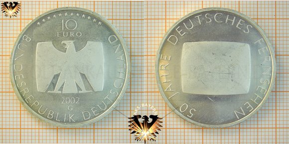 10 Euro, BRD, 2002, G, 50 Jahre Deutsches Fernsehen - 1952-2002