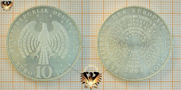10 Euro, BRD, 2004, G, Erweiterung der Europäischen Union, die wachsende Familie, numisblatt mit Gedenkmarke 2/2004