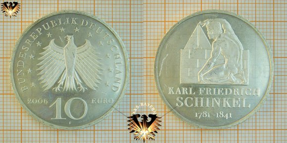 10 Euro, BRD, 2006, F, Karl Friedrich Schinkel, Gedenkmünze Silber, Numisblatt 2/2006