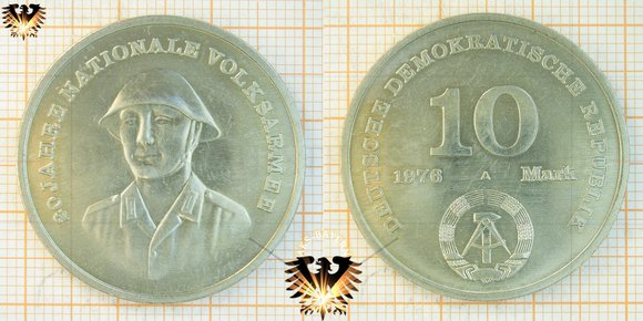 10 Mark, DDR, 1976, Jubiläum, 20 Jahre nationale Volksarmee