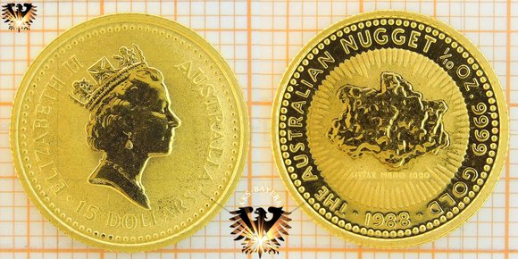 15 AUD, 15 Dollars, 1988, Australia Little Hero 1890, 1/10 oz. Gold © aukauf.de 