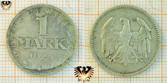1 Mark, 1924, Deutsches Reich, Weimarer Republik © AuKauf.de