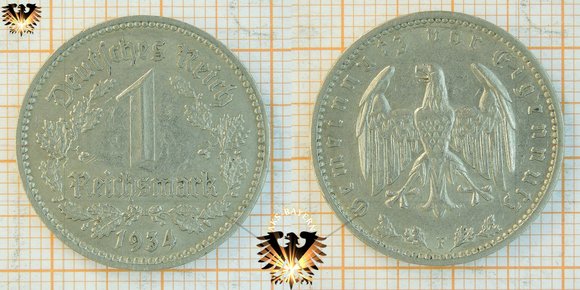 1 Reichsmark, 1934, Gemeinnutz vor Eigennutz © AuKauf.de
