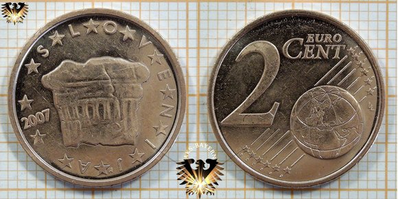 2 Euro-Cent, Slowenien, 2007, nominal © aukauf.de 