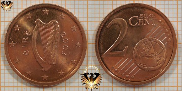 2 ¢, 2 Eurocent, Irland / Ireland, 2003, nominal, Kursmünze
