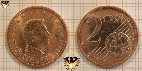 2 Euro-Cent, Luxemburg, 2002, nominal © aukauf.de 