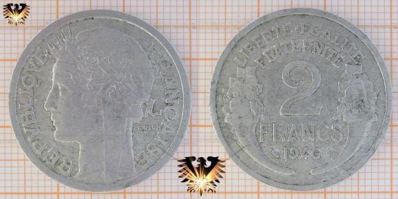 2 Francs, 1946, Frankreich, Provisorische Regierung © aukauf.de 