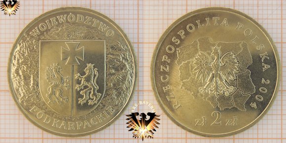 2 Złote / Zloty Gedenkmünze aus Polen, 2004, Wojewodztwo Podkarpackie, Woiwodschaft - Karpatenvorland