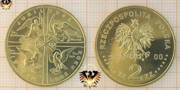 Münze: 2 Złote / Zloty, Polen, 2000, Wielki Jubileusz Roku 2000 Jubiläumsjahr 2000  © aukauf.de 