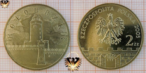 2 Złote / Zloty Umlaufgedenkmünze aus Polen, 2005, Kolobrzeg - Kolberg, Leuchtturm