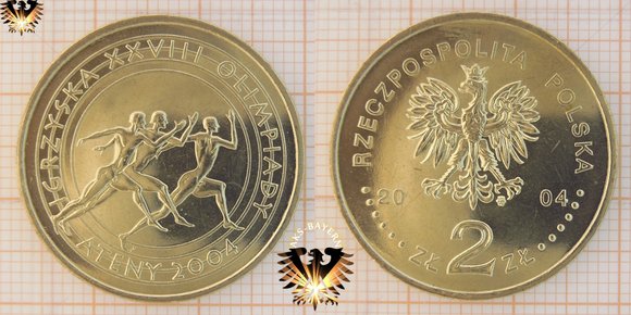 Münze: 2 Złote, Polen, 2004, Igrzyska XXVIII Olimpiady - Ateny 2004, Spiele der XXVIII Olympiade - Athen 2004 © aukauf.de 