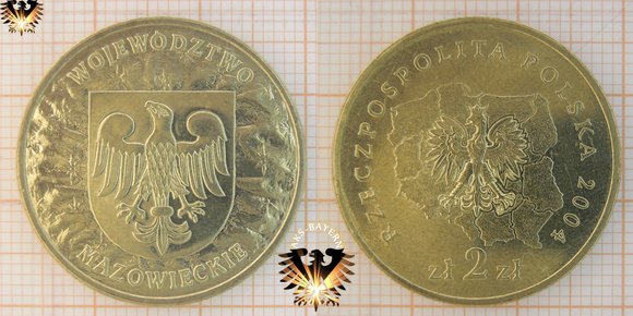 Münze: 2 Złote / Zloty, Polen, 2004, Wojewodztwo Mazowieckie, Masowien © aukauf.de 