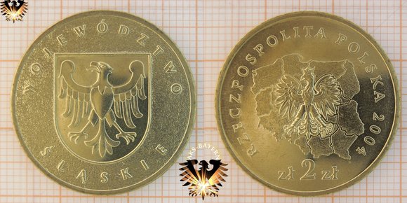 2 Złote / Zloty Gedenkmünze in Nordic Gold aus Polen, 2004, Wojewodztwo Śląskie / Schlesien