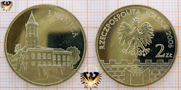 2 Złote / Zloty Umlaufgedenkmünze aus Polen, 2006, Legnica - Liegnitz mit dem Piastenschloss
