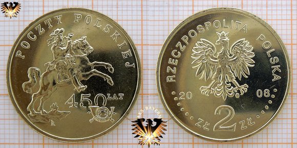 Münze: 2 Złote, Polen, 2008, Poczty Polskiej - Polnische Post © aukauf.de 