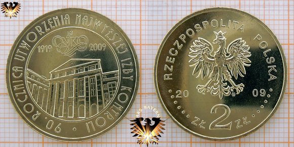 2 Złote / Zloty Umlaufgedenkmünze aus Polen, 2009, 90. Jahrestag des Obersten Kontrollkammer