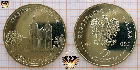 Münze: 2 Złote, Polen, 2009, Klasztor Cystersow - Jedrzejow / Jędrzejów - Mit Blisterkarte der Sondermünze © aukauf.de 