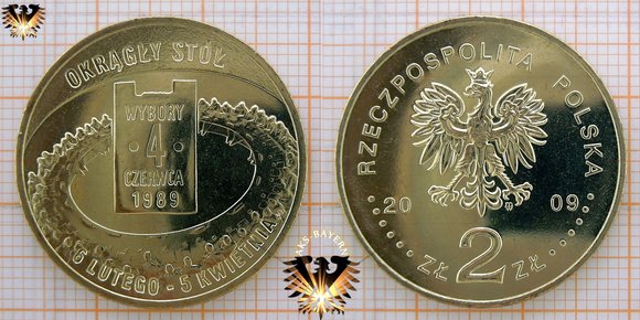 Münze: 2 Złote, Polen, 2009, Okragly Stol - Wahlen 4. Juni 1989 © aukauf.de 