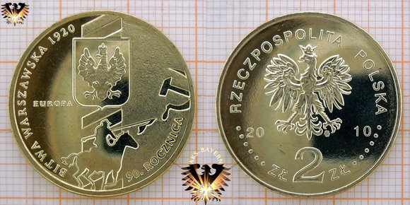 Münze: 2 Złote, Polen, 2010, 90. Jahrestag der Schlacht von Warschau - 90. rocznica Bitwy Warszawskiej © aukauf.de 