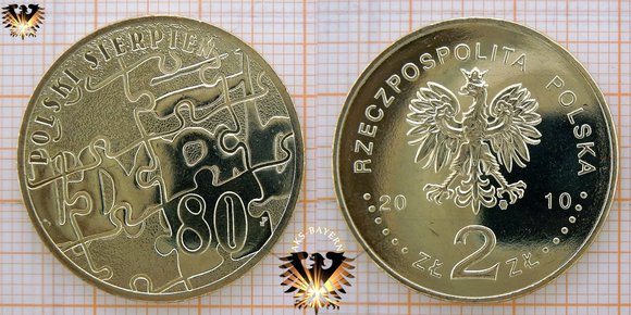Münze: 2 Złote, Polen, 2010, Polnischer August 1980 - Polski sierpien 1980 © aukauf.de 