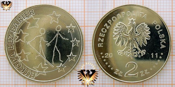 Münze: 2 Złote, Polen, 2011, Europa ohne Grenzen - Europa bez barier - Gedenkmünze mit Blisterkarte © aukauf.de 