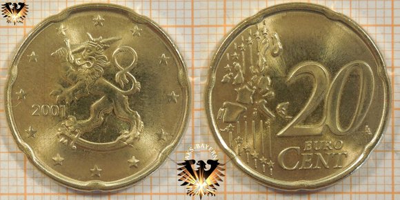 20 ¢, 20 Eurocent (Senttiä), Finnland, 2001, nominal, Kursmünze