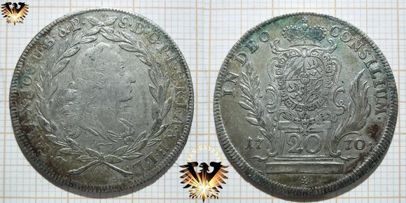 Zwei Mal 20 kreuzer Bayern, 1764 und 1770, 2 Münzen im Qualitäts- Vergleich